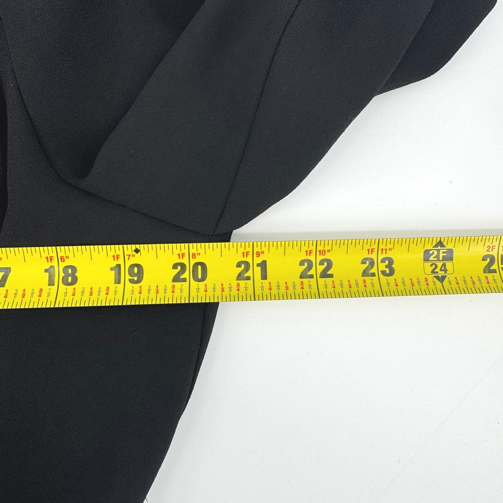 ST. JOHN‎ Black Crepe Silk Blend Long Sleeve Collared Shirt Dress Drawstring 12 - Picture 8 of 9